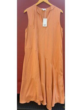 COS Burnt Orange Sleeveless V Neck Tie Long Maxi Dress Size 6